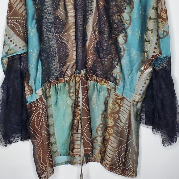 Vintage Flare Sleeve Sheer Lace Tunic Made in France Floral Fall Boho Top L/XL - Picture 6 of 15